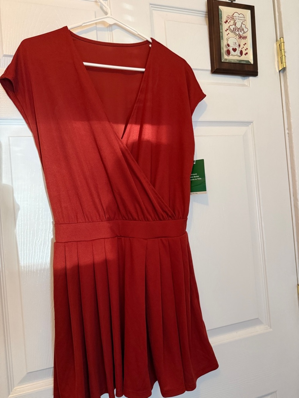 HALARA Red Wrap-Style Pleated Mini Dress